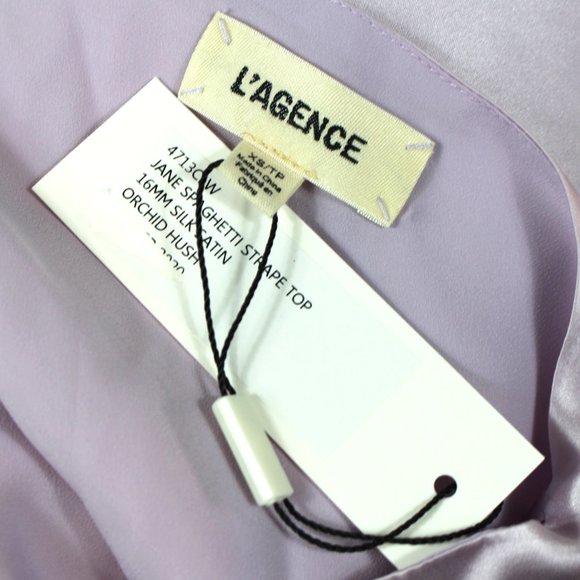 L'AGENCE Jane Silk V-Neck Orchid Hush Lavender Camisole Tank Top X-Small NEW - Picture 7 of 7